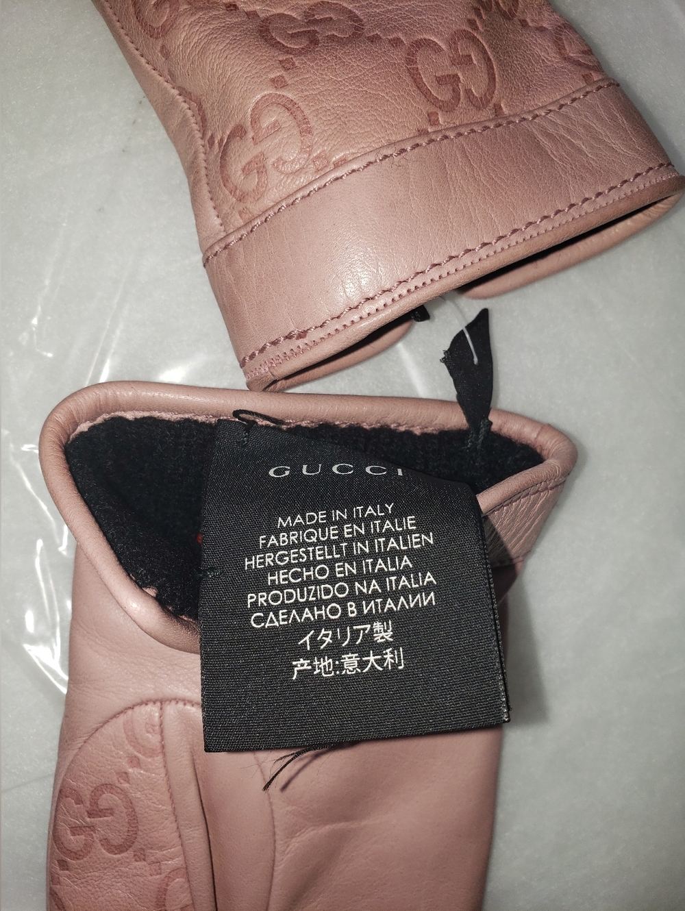 Gucci Lillac Lambskin Leather Cashmere Lined Glove With Ink Stain - Picture 11 of 13